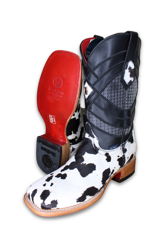 Cattleman Cowhide Red Bottom Square Toe Cowboy Boot Size 9