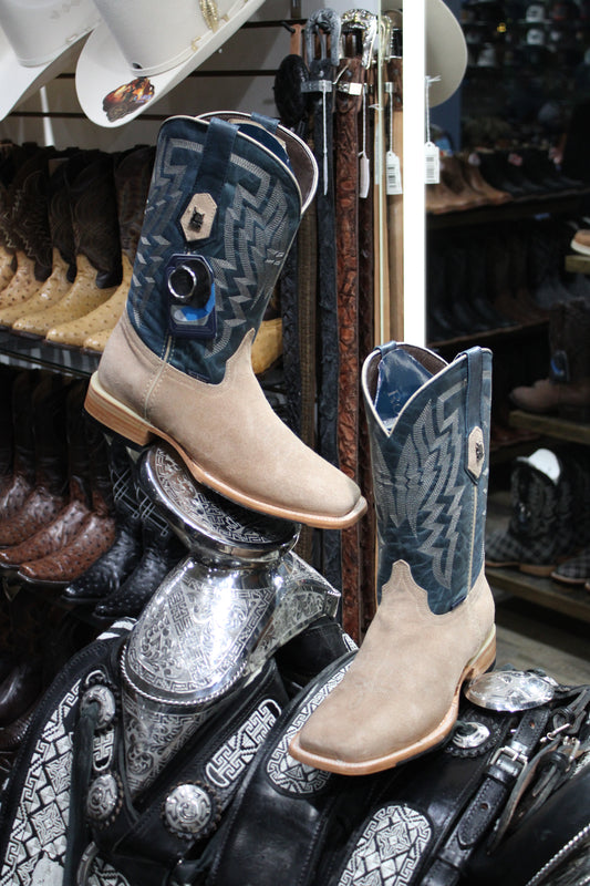 Maverick Roughout Square Toe Cowboy Boot - Sand