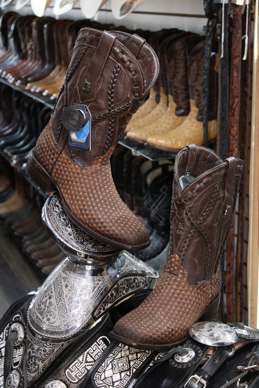 Tejido Francia Cobre Natural Square Toe Cowboy Boot