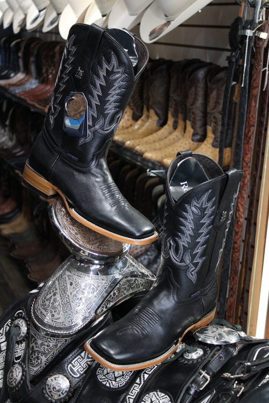 Palmitas Cedro Square Toe Cowboy Boot - Negro