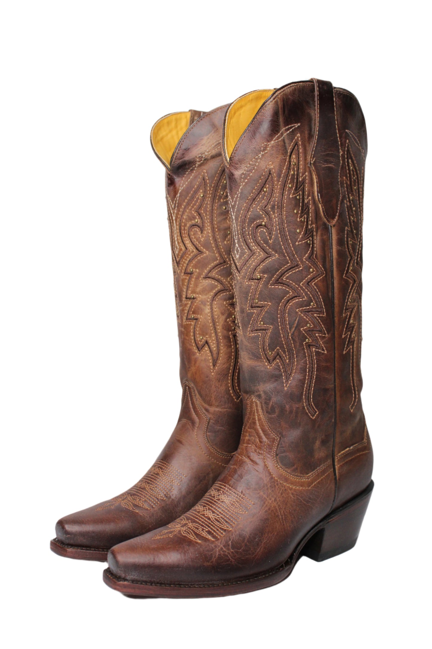 Alexa Snip Toe Midi Cowgirl Boot - Brandy