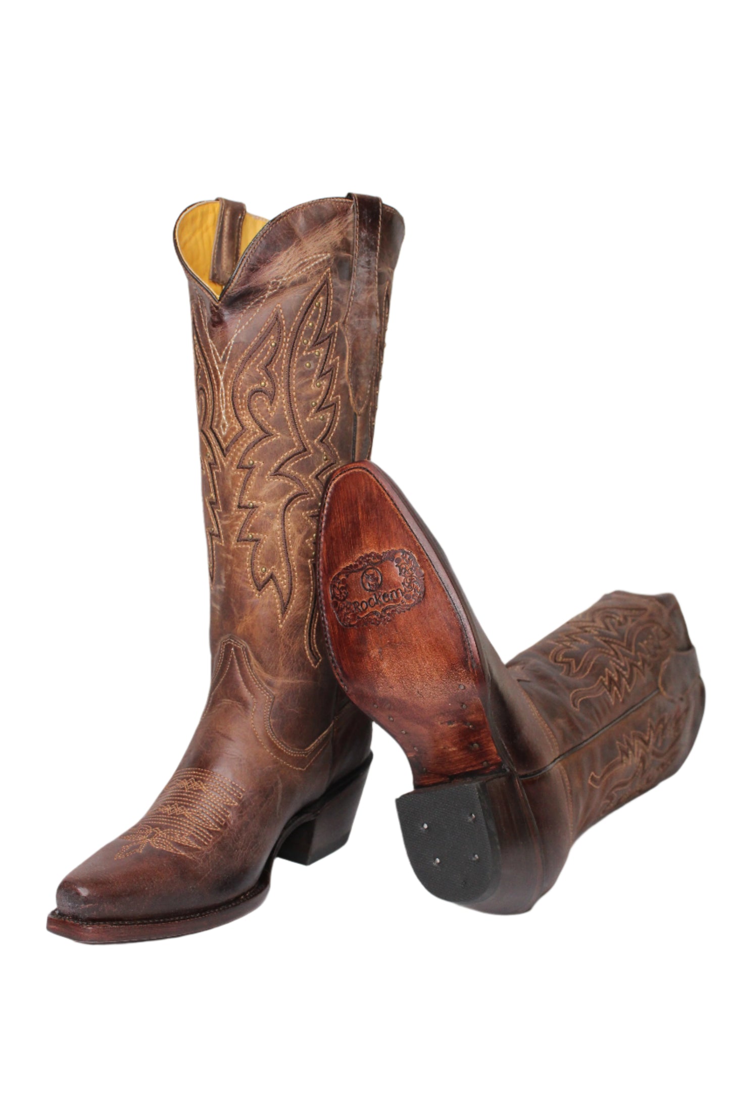 Alexa Snip Toe Midi Cowgirl Boot - Brandy