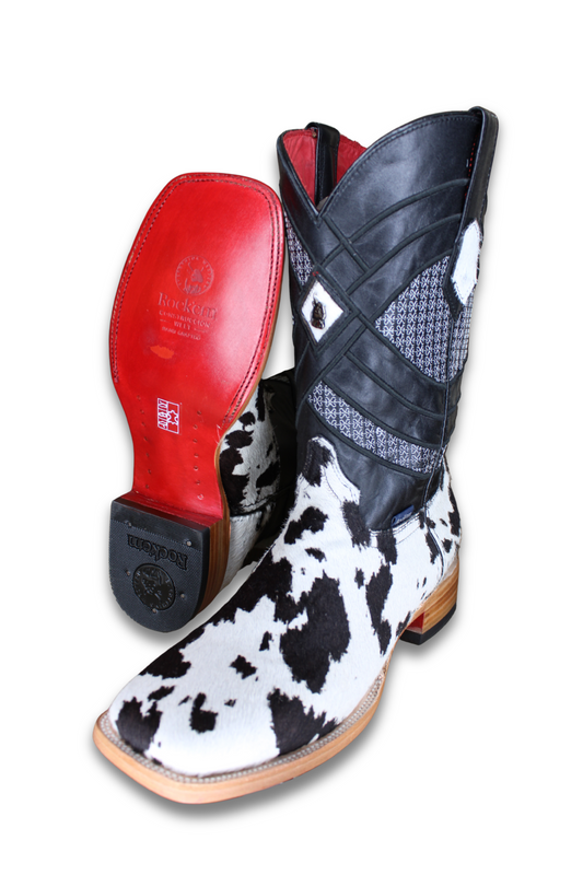 Cattleman Cowhide Red Bottom Square Toe Cowboy Boot Size 10