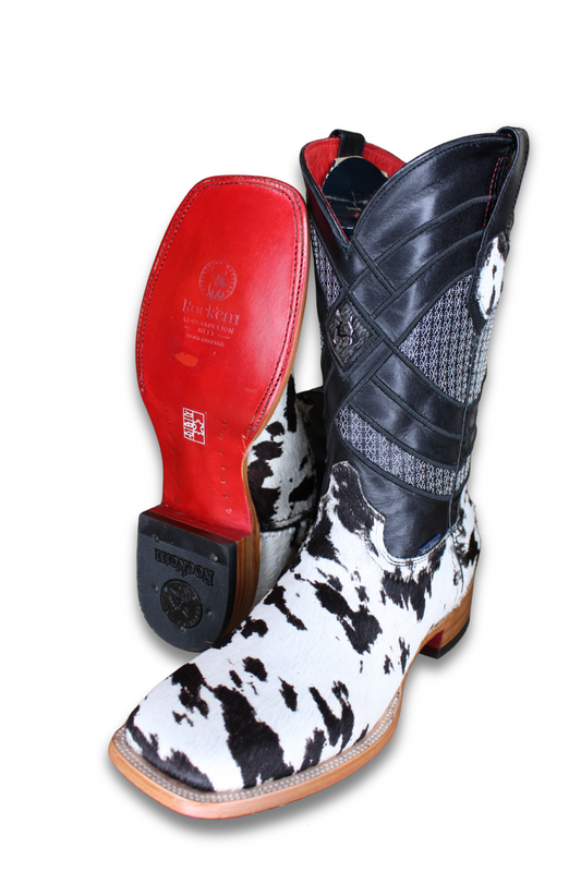 Cattleman Cowhide Red Bottom Square Toe Cowboy Boot Size 10