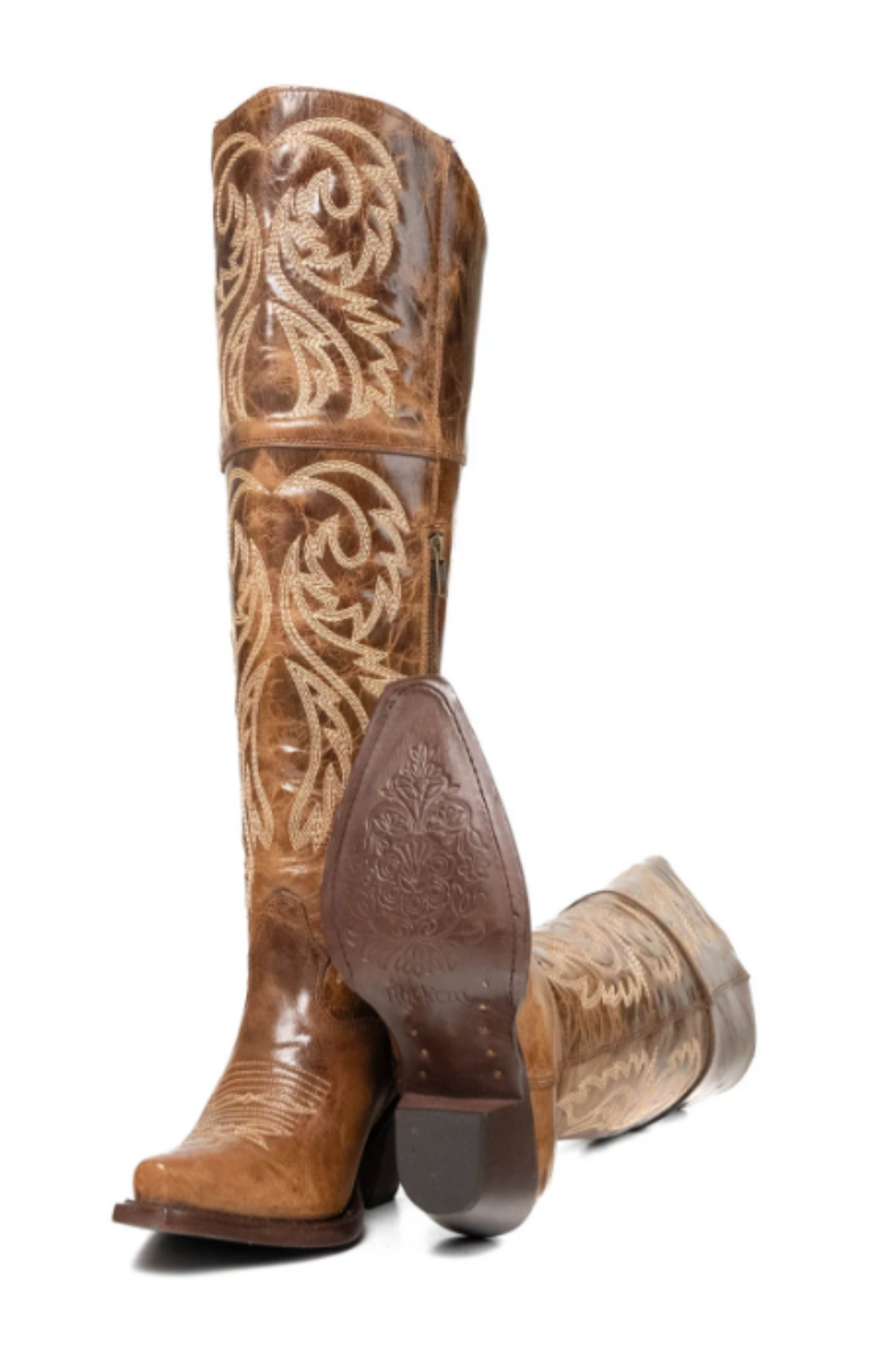Blanca J Knee High Snip Toe Cowgirl Boot - Rustic Brown