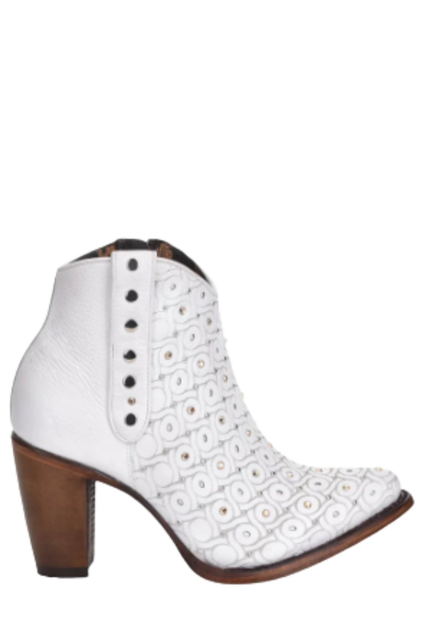 Ankle White Bootie With Crystals