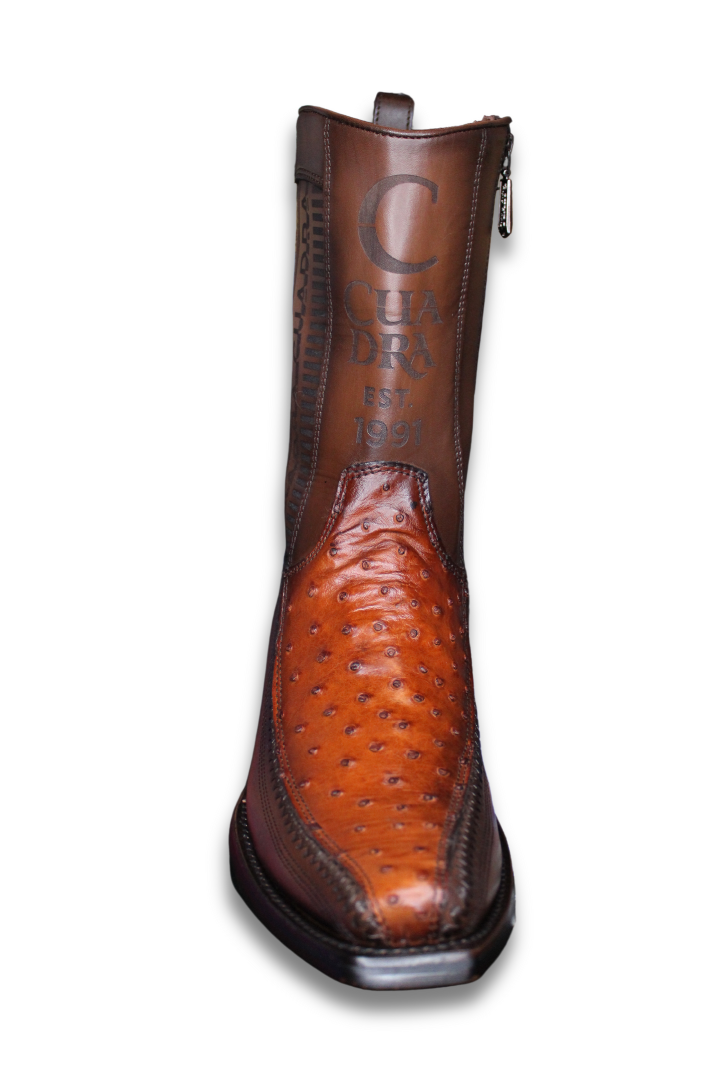 Engraved Morini Chestnut Ostrich Western Boots
