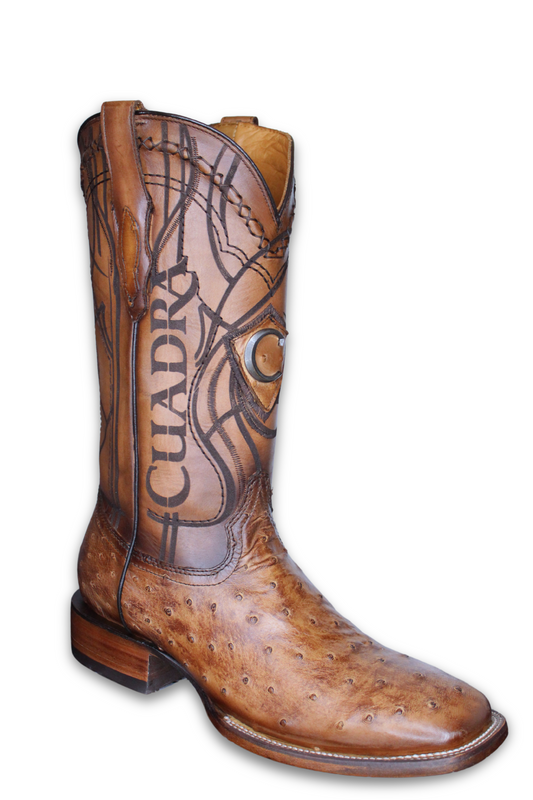 Engraved Lugano Cafe Ostrich Western Boot
