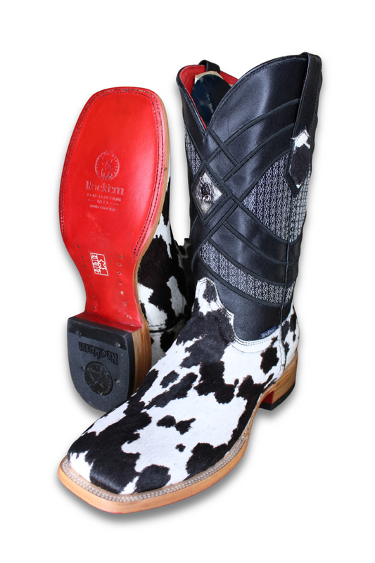 Cattleman Cowhide Red Bottom Square Toe Cowboy Boot Size 9