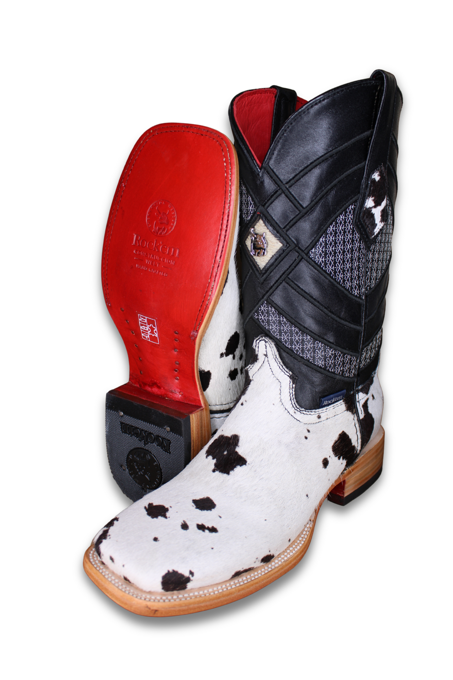 Cattleman Cowhide Red Bottom Square Toe Cowboy Boot Size 7