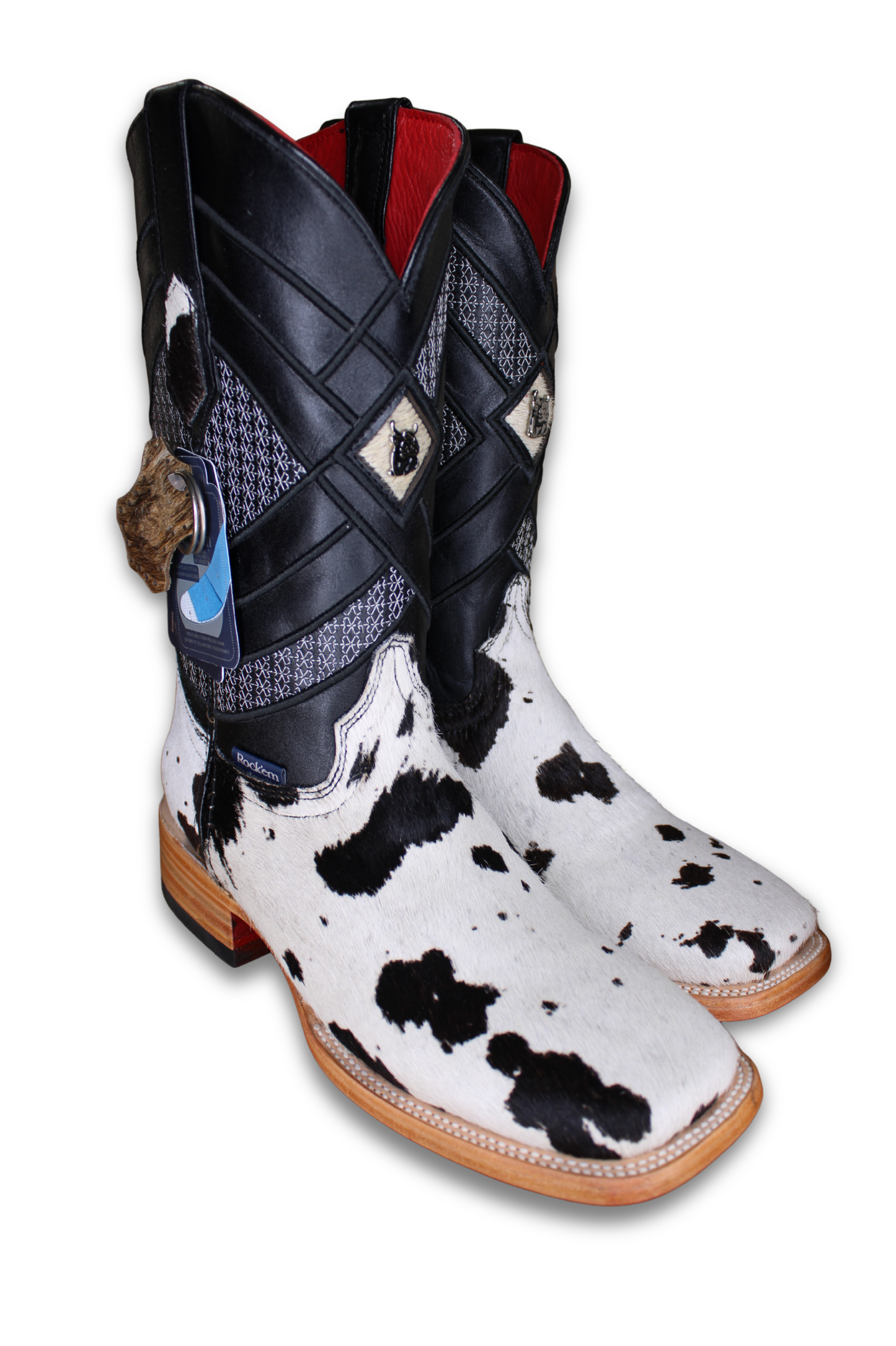 Cattleman Cowhide Red Bottom Square Toe Cowboy Boot Size 7