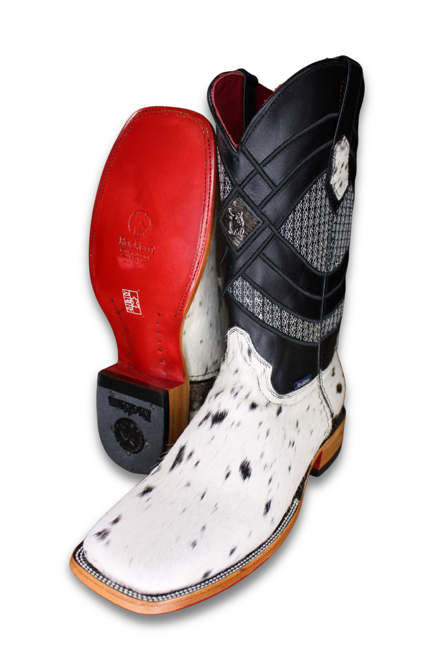 Cattleman Cowhide Red Bottom Square Toe Cowboy Boot Size 11.5