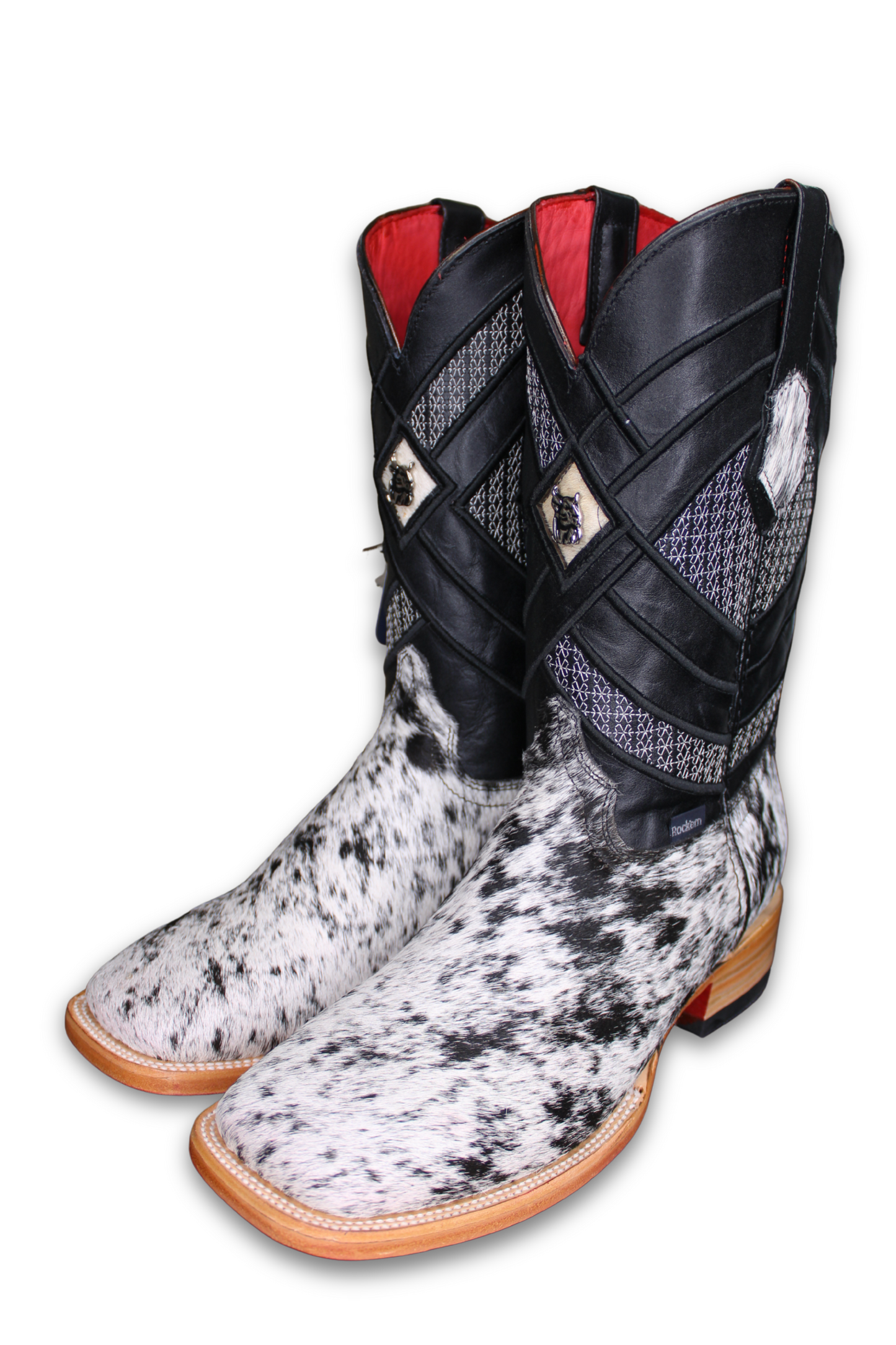 Men's Cowhide Red Bottom Square Toe Cowboy Boot 7