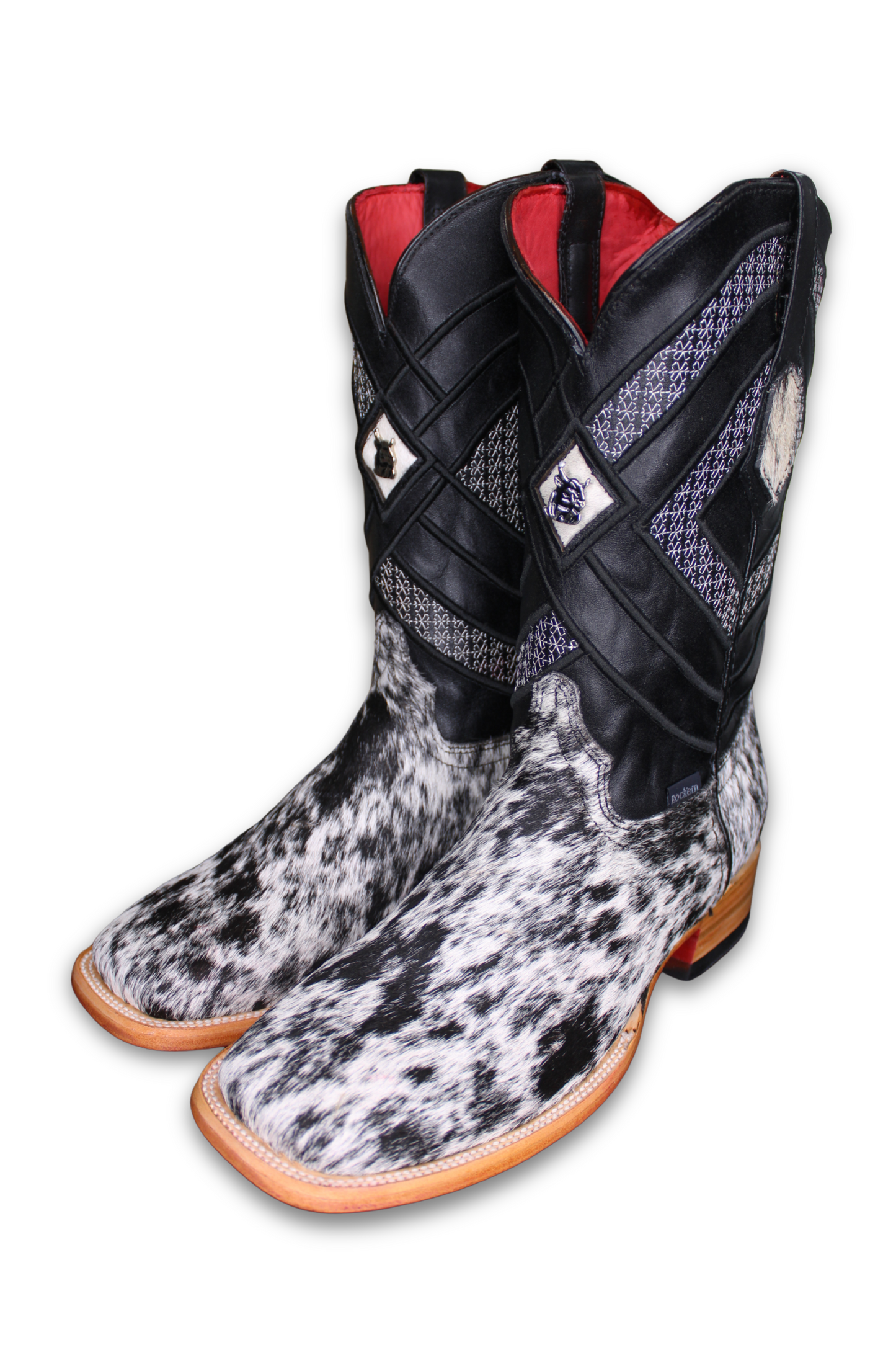 Men's Cowhide Red Bottom Square Toe Cowboy Boot 7