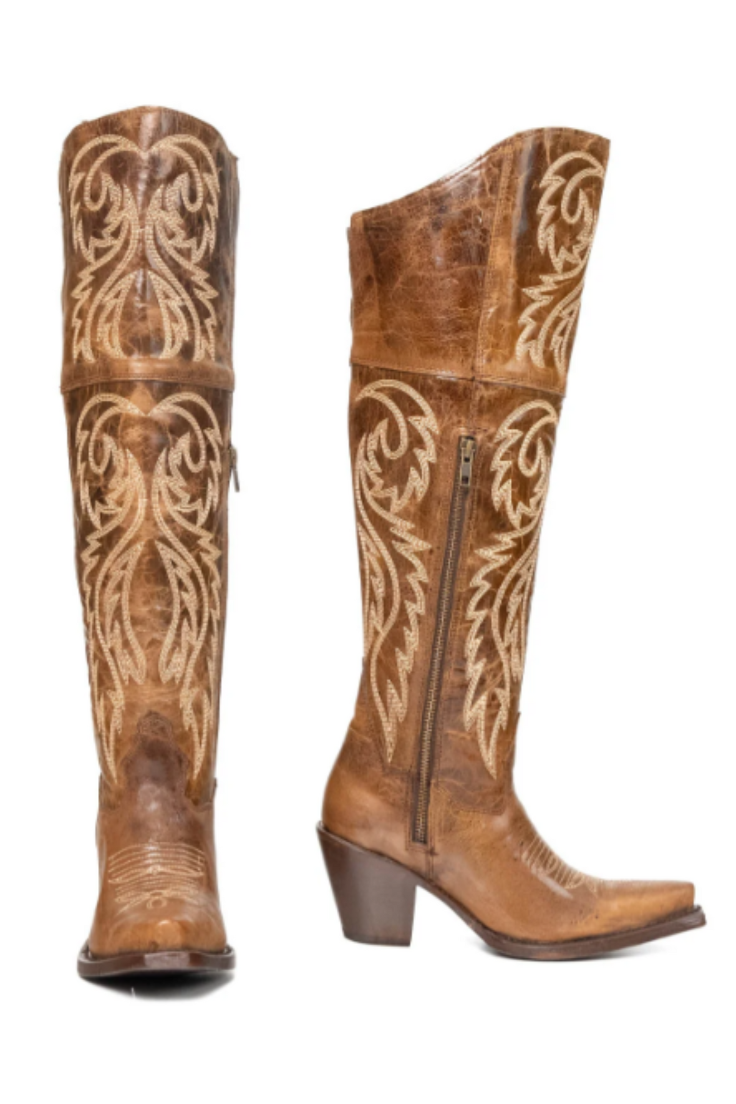 Blanca J Knee High Snip Toe Cowgirl Boot - Rustic Brown