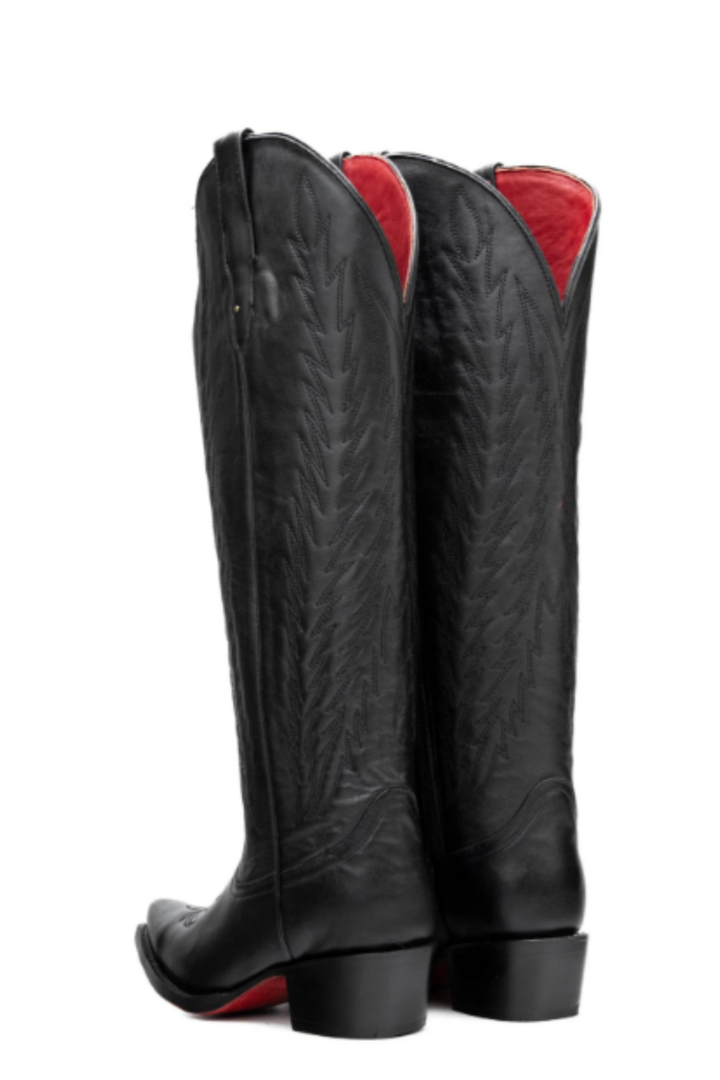 Valentina Tall Red Bottom Wide Calf Snip Toe Cowgirl Boot - Black