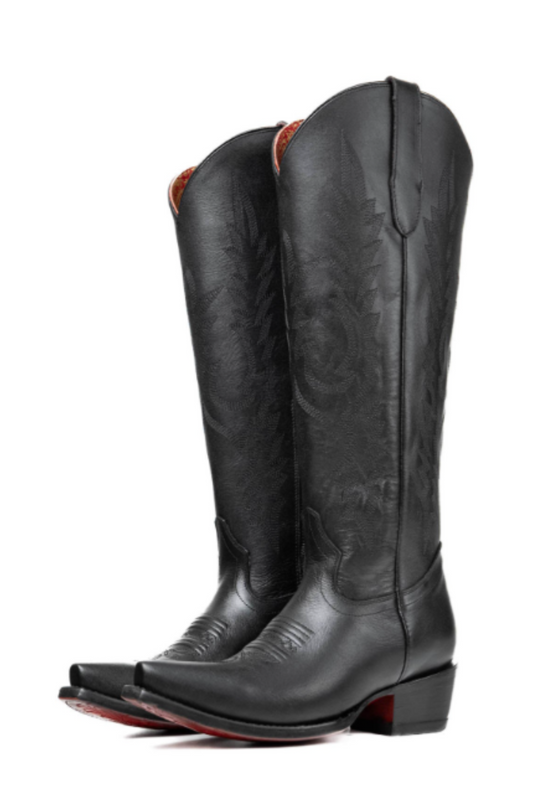 Scarlett Tall Red Bottom Snip Toe Cowgirl Boot - Black