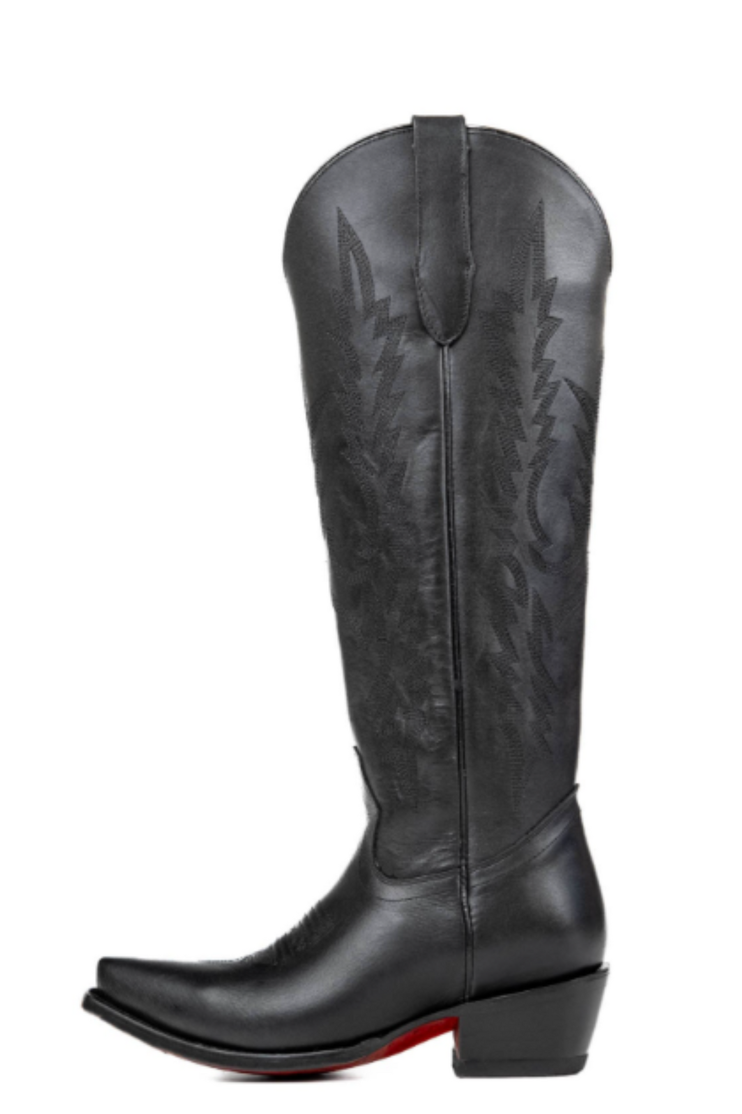 Scarlett Tall Red Bottom Snip Toe Cowgirl Boot - Black