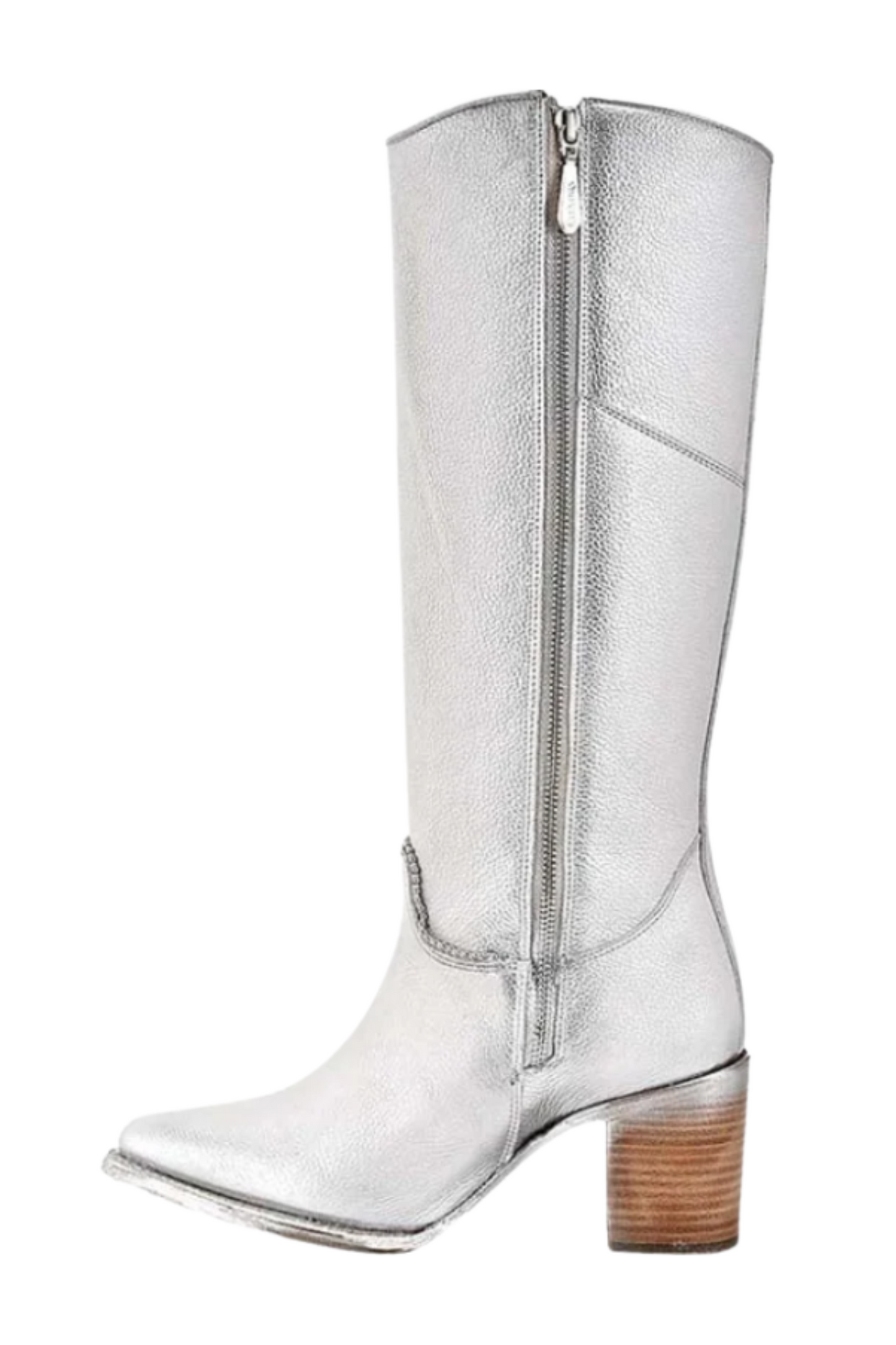 Braided White Leather Knee High Boots