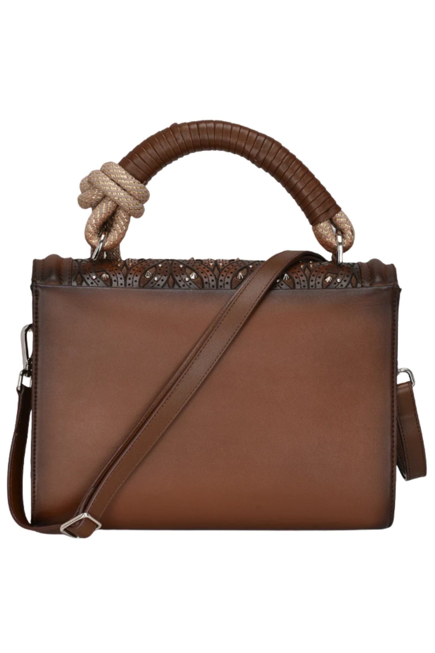 Brown Handcrafted Top Handle Handbag