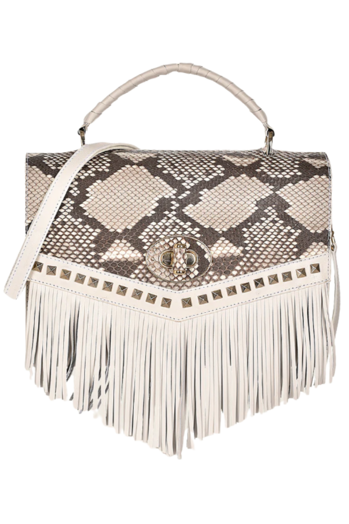 White Exotic Flap Handbag