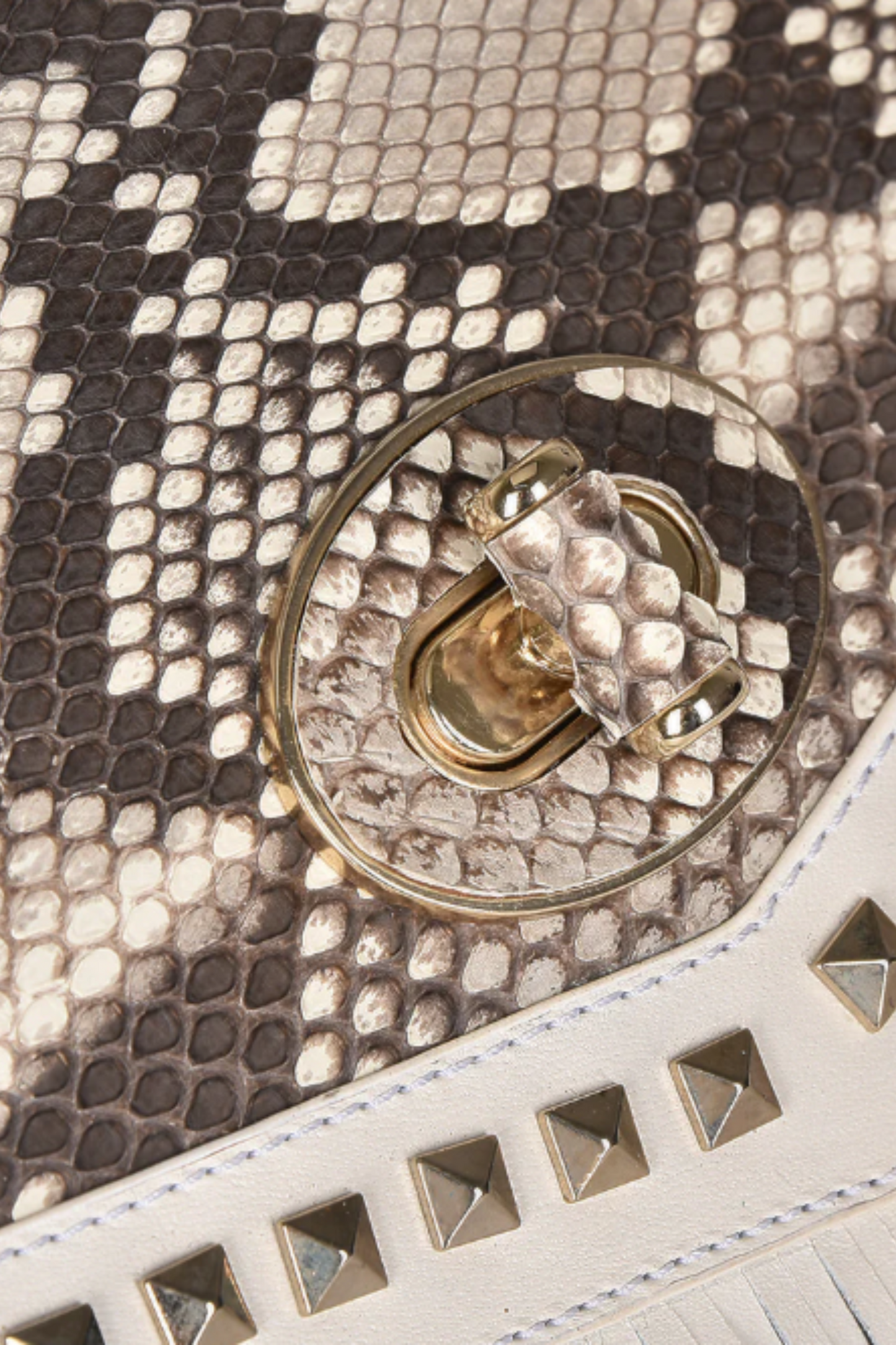 White Exotic Flap Handbag