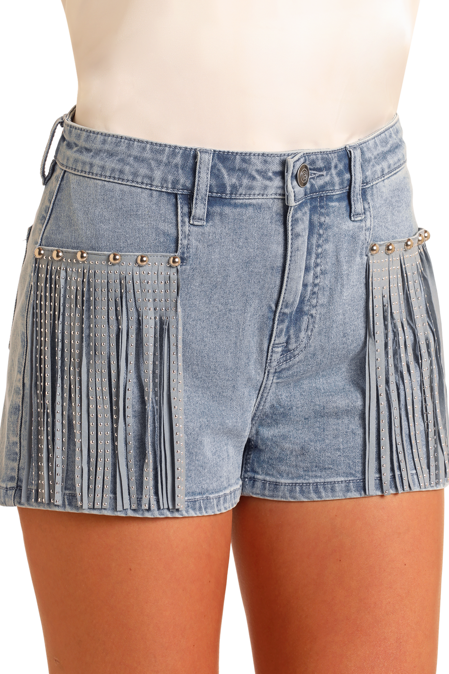 Extra Stretch Studded Fringe Shorts