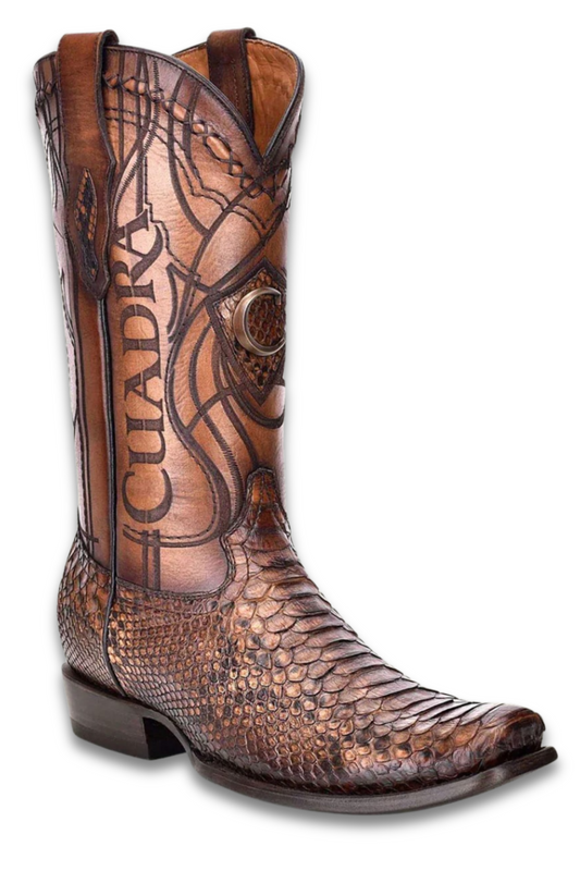 Engraved Honey Python Western Boot