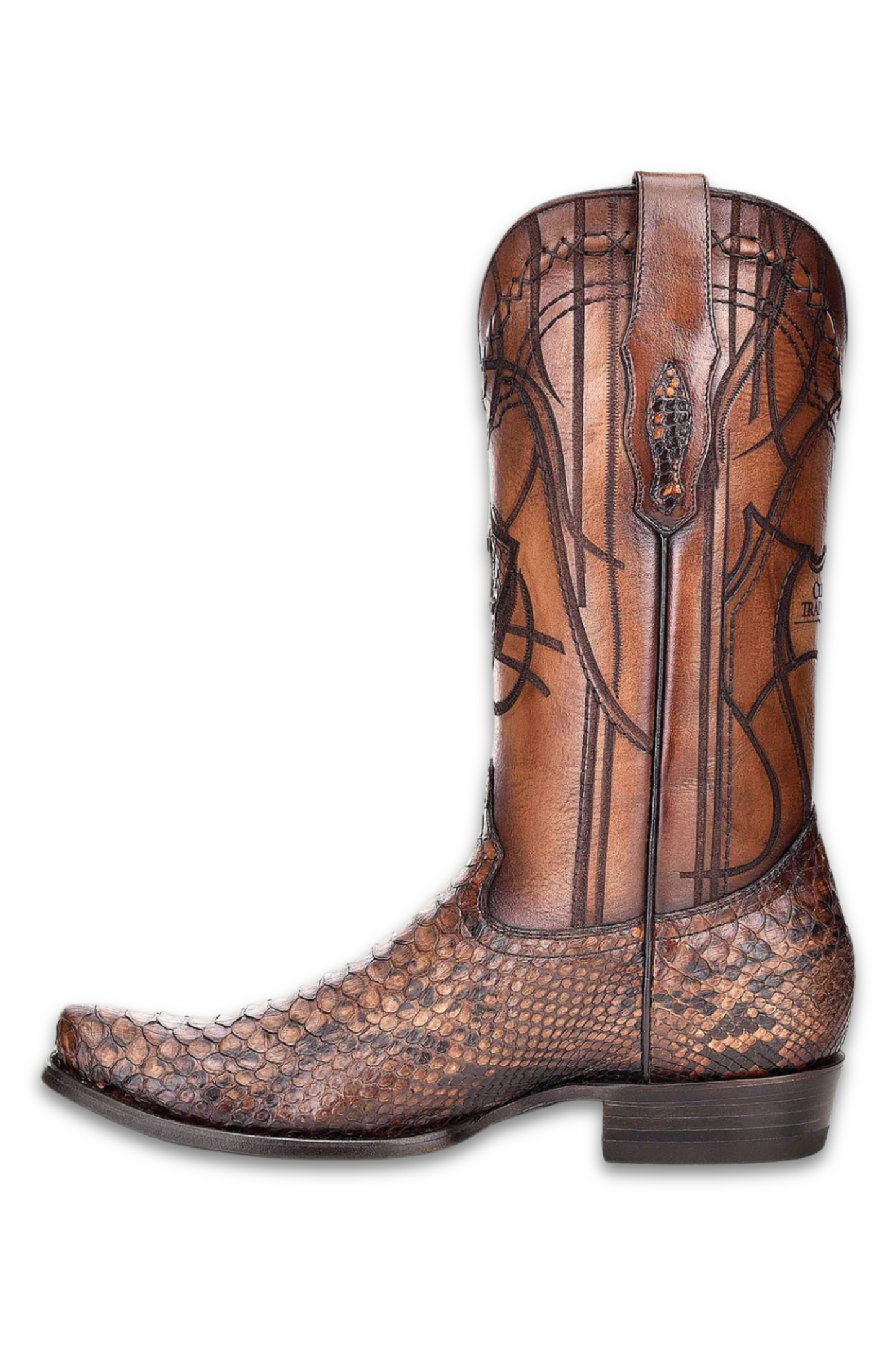 Engraved Honey Python Western Boot