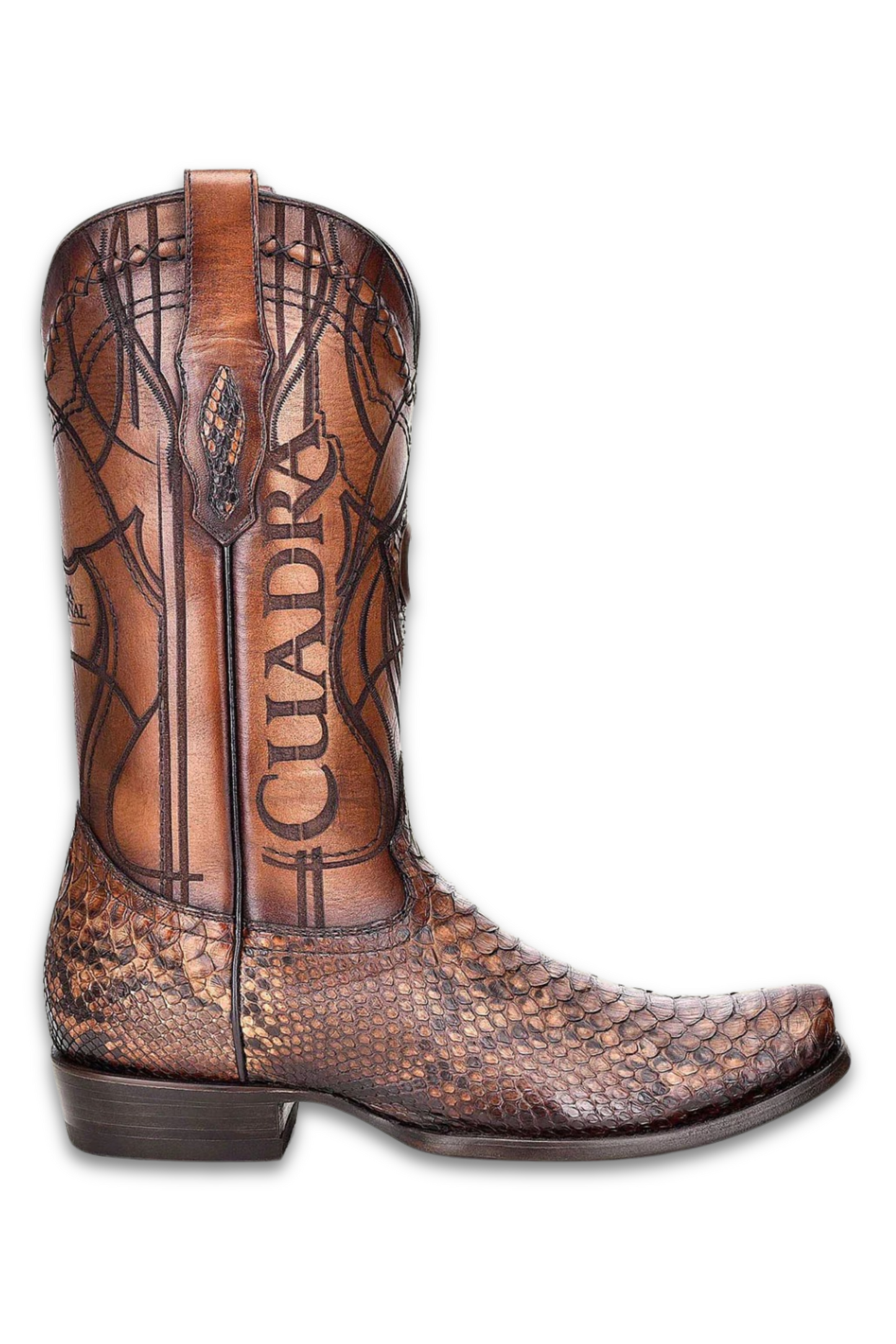 Engraved Honey Python Western Boot