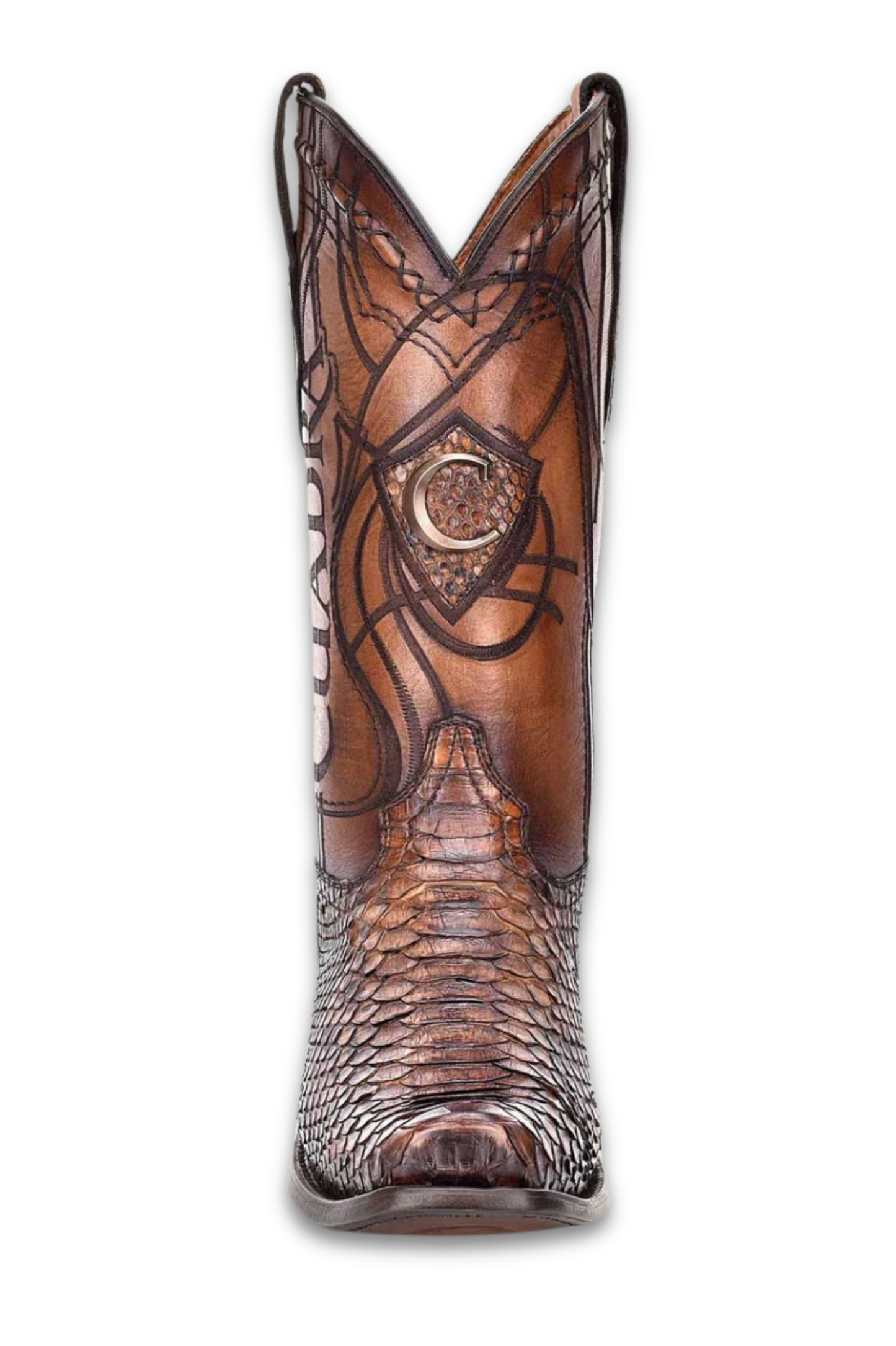 Engraved Honey Python Western Boot