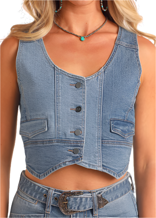 Rock & Roll Denim Women's Two Toned Denim Vest