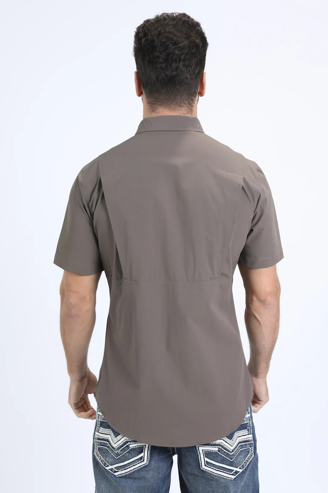 Mens Performance Classic Fit Short Sleeve DK Brown Shirt