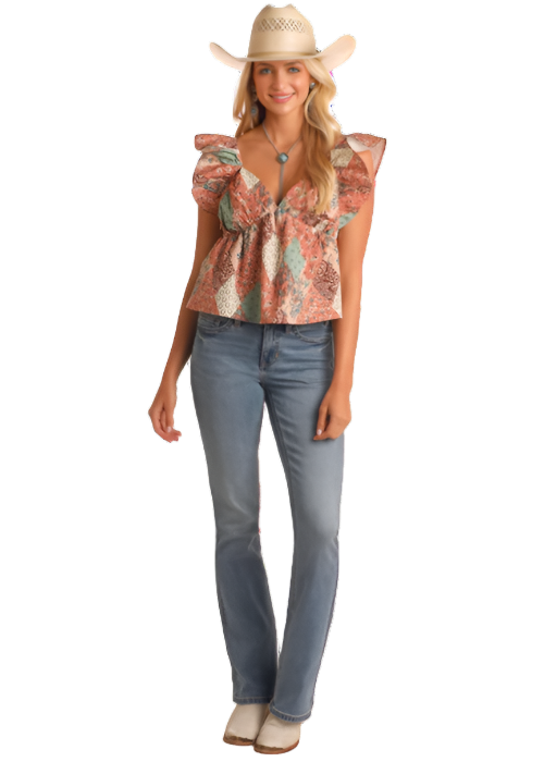 Patchwork Print Flutter Tank