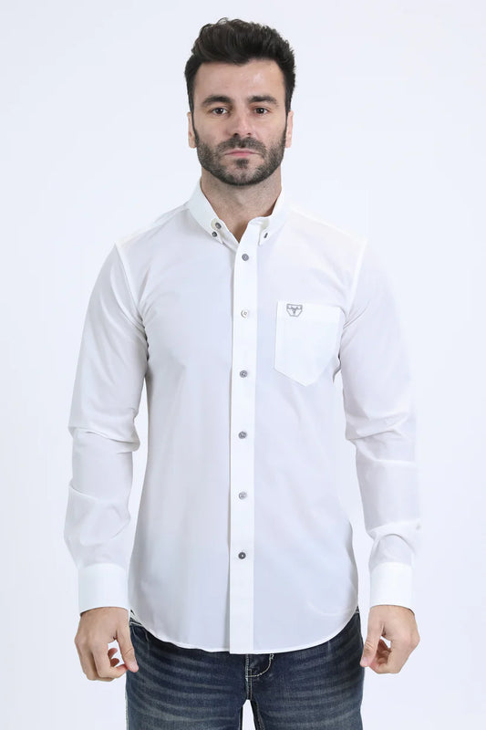 Men's Performance Long Sleeve White Shirt