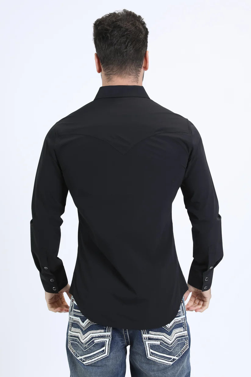 Men's Performance Western Long Sleeve Black Shirt