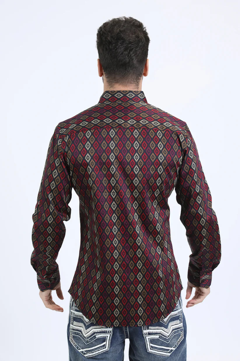 Mens Satin Cotton Modern Fit Navy Long Sleeve Black Shirt