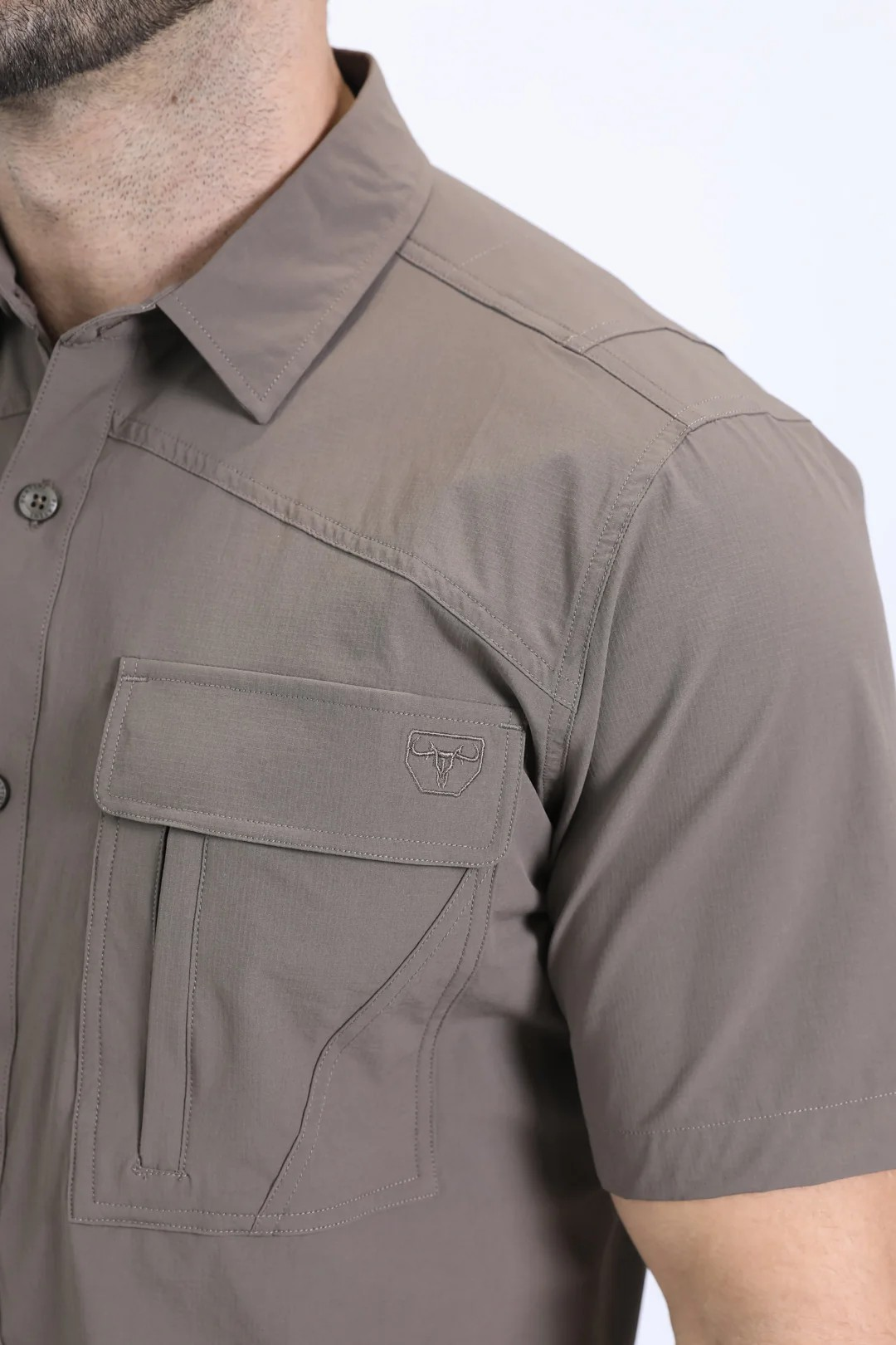 Mens Performance Classic Fit Short Sleeve DK Brown Shirt