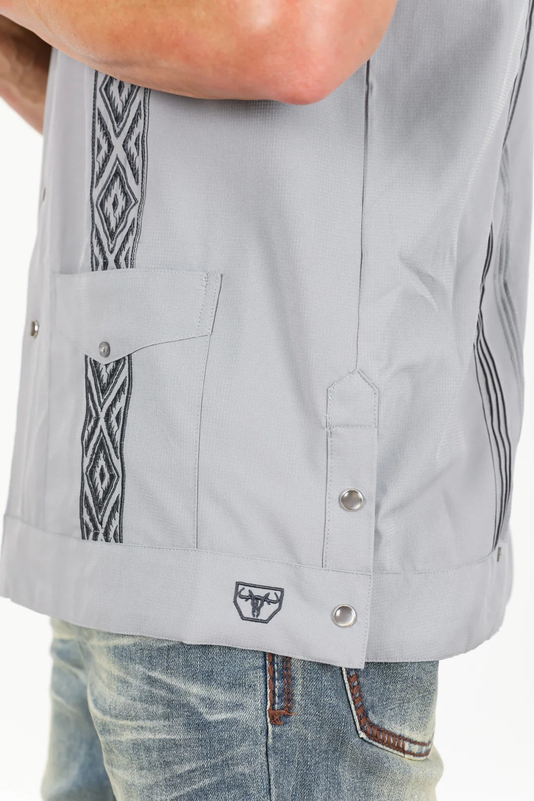 Men's Modern Light Gray GUAYABERA