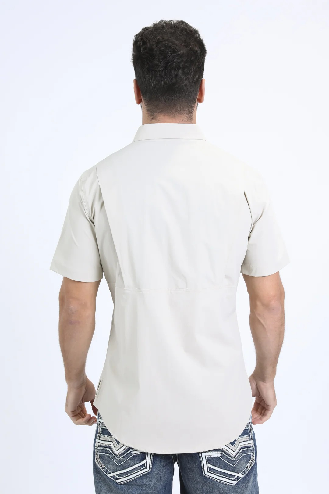 Mens Performance Classic Fit Short Sleeve Stone Shirt