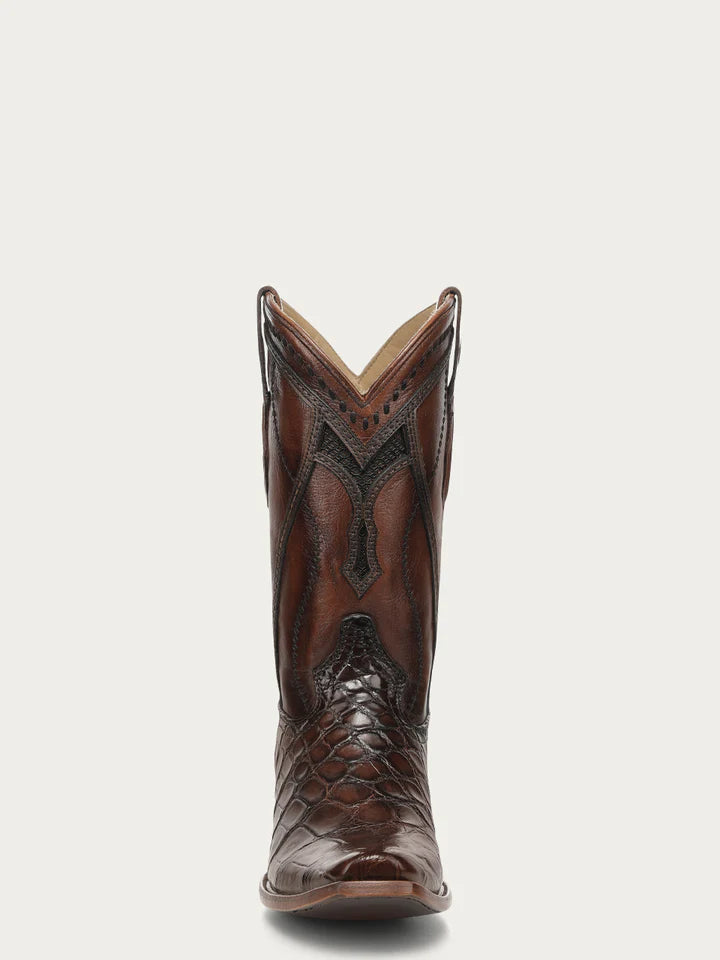 A5105 - MEN'S EMBROIDERY WOVEN AND INLAY HONEY ALLIGATOR NARROW SQUARE TOE COWBOY BOOT