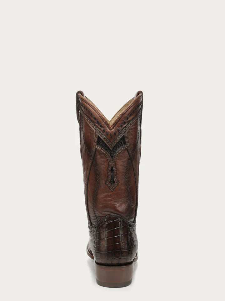 A5105 - MEN'S EMBROIDERY WOVEN AND INLAY HONEY ALLIGATOR NARROW SQUARE TOE COWBOY BOOT