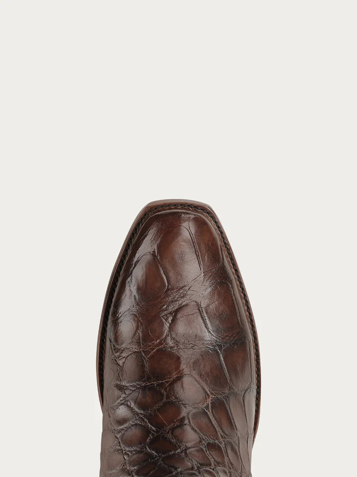 A5105 - MEN'S EMBROIDERY WOVEN AND INLAY HONEY ALLIGATOR NARROW SQUARE TOE COWBOY BOOT