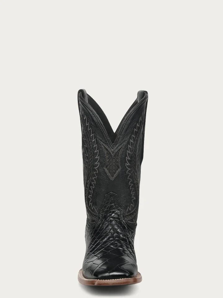A5117 - MEN'S BLACK ALLIGATOR INLAY AND EMBROIDERY WIDE SQ. TOE COWBOY BOOT