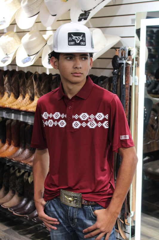 Aztec Polo - Maroon