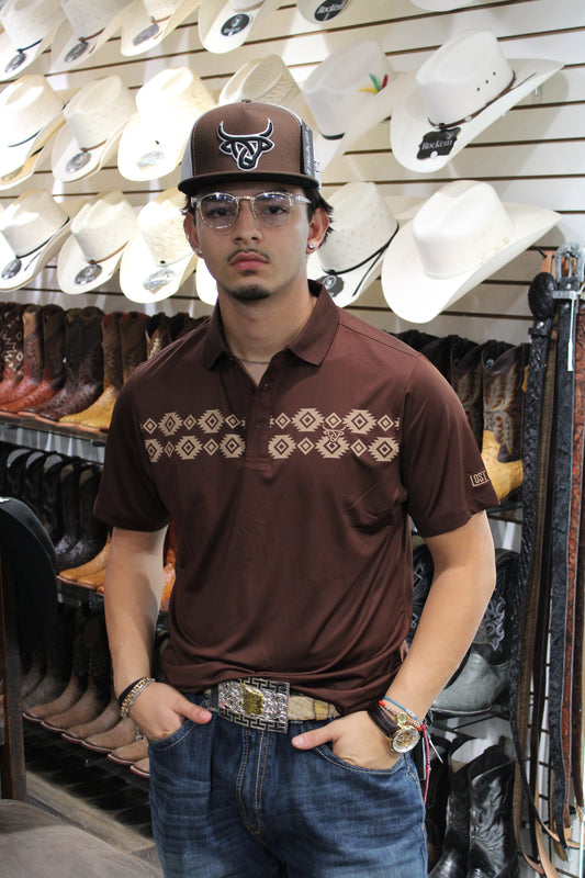 Aztec Polo - Dark Brown