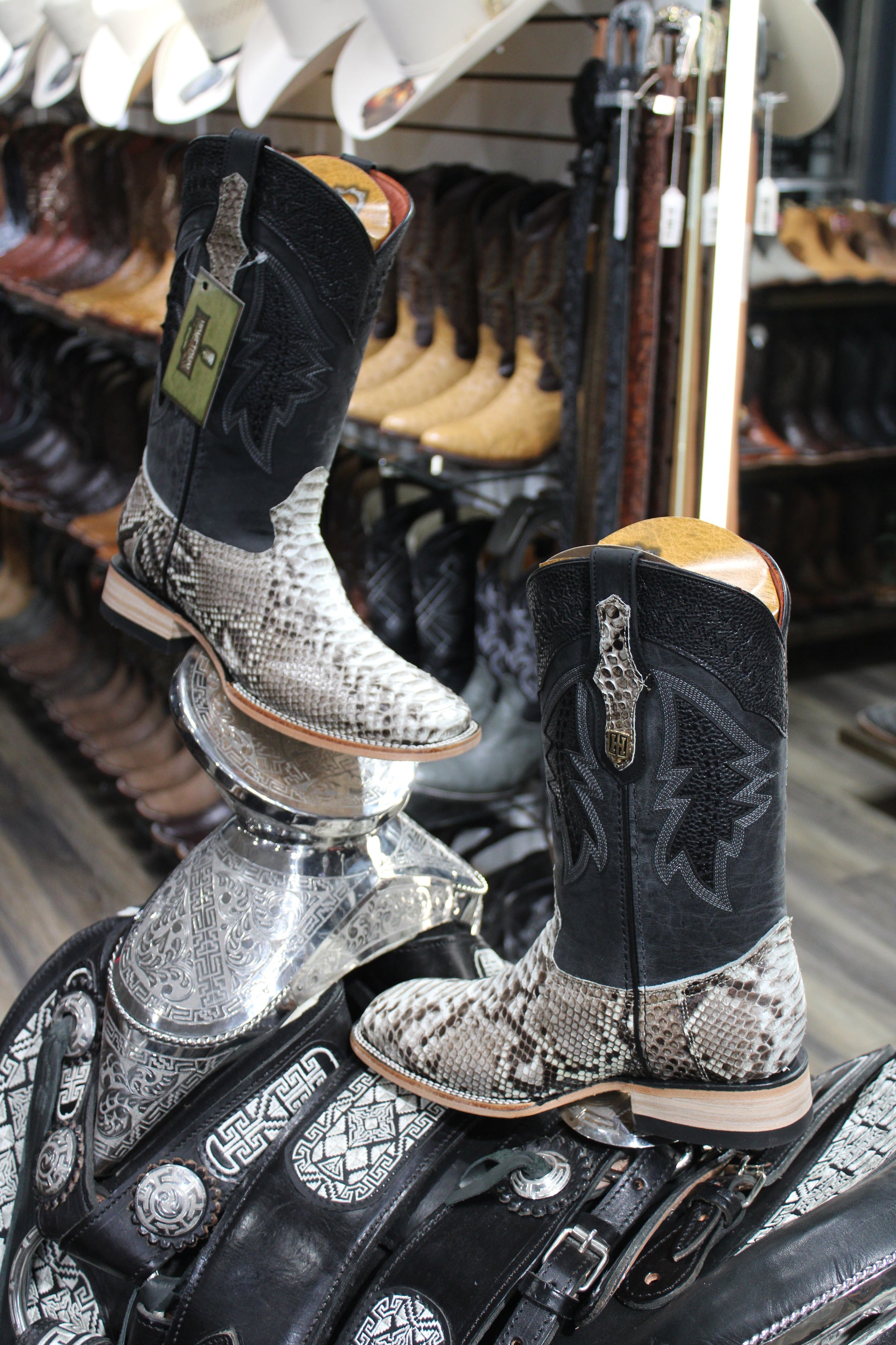 Exotic Python Square Toe Cowboy Boot - Natural – Segura Western Wear