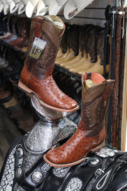Ostrich Square Toe Cowboy Boot - Shedron