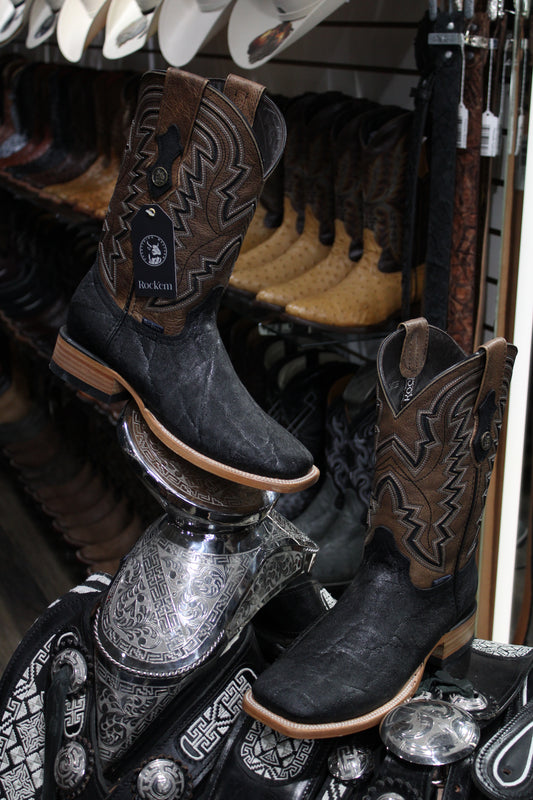 Elephant Square Toe Cowboy Boot - Negro