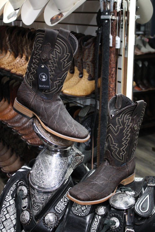 Elephant Square Toe Cowboy Boot - Cafe